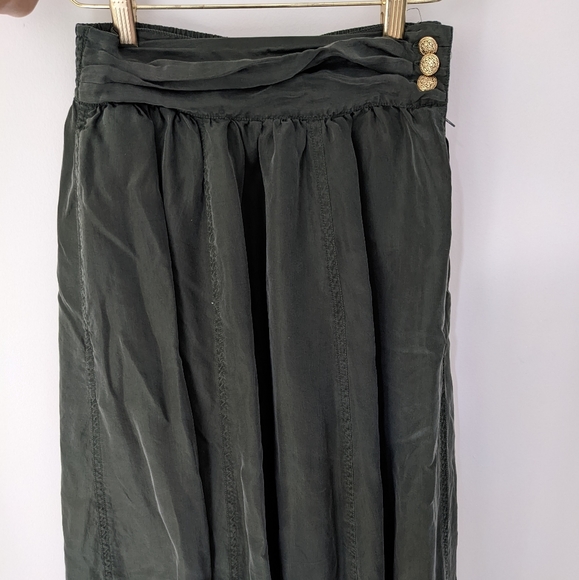 Forest Green 100% silk skirt - Picture 3 of 8